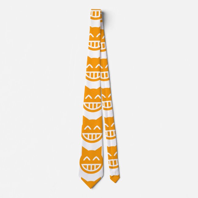 Grinning Emoji Cat Neck Tie (Front)