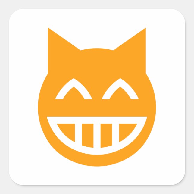 Grinning Emoji Cat Square Sticker (Front)