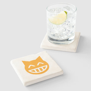 Grinning Emoji Cat Stone Coaster