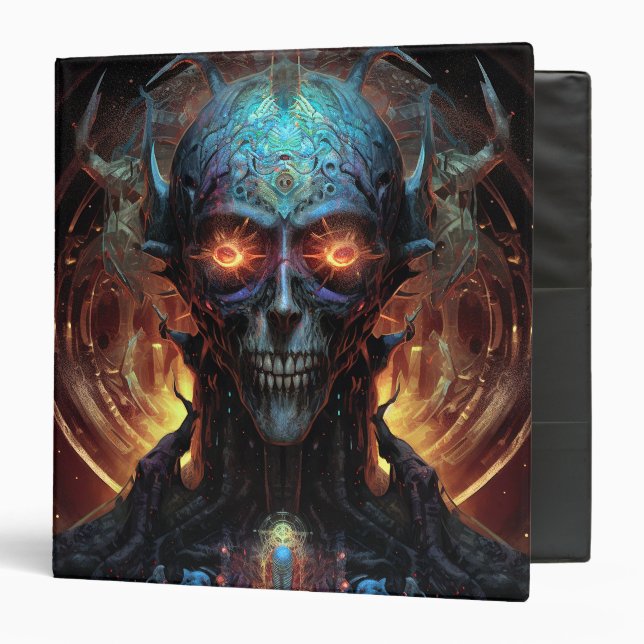 Grinning Evil Alien Man Sci-Fi Art 3 Ring Binder (Front/Inside)
