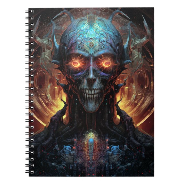 Grinning Evil Alien Man Sci-Fi Art Notebook (Front)
