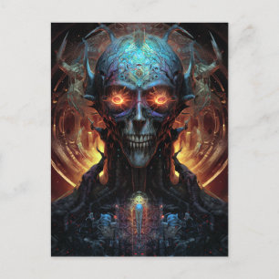 Grinning Evil Alien Man Sci-Fi Art Postcard