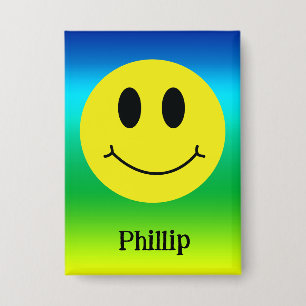 Grinning Face Classic Personalized Button