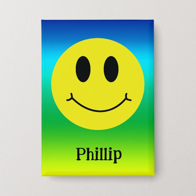 Grinning Face Classic Personalized Button (Front)