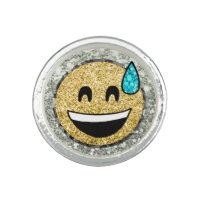 *~* Grinning Face Sweat Emoji AP40 Gold Glitter
