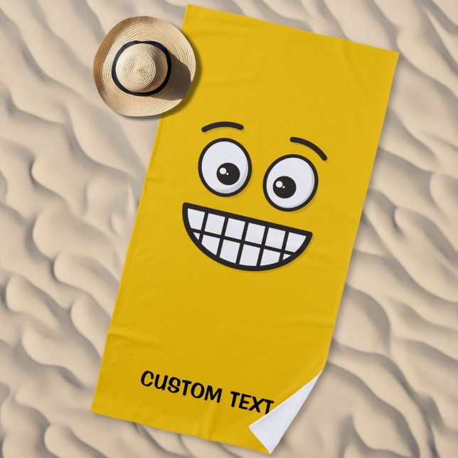Grinning Face with Open Eyes Beach Towel (Creator Uploaded)