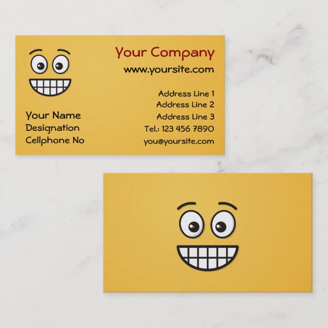Grinning Face with Open Eyes Business Card (Front/Back)