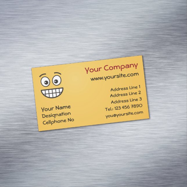 Grinning Face with Open Eyes Business Card Magnet (In Situ)