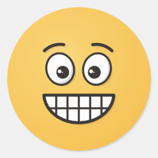 Grinning Face with Open Eyes Classic Round Sticker