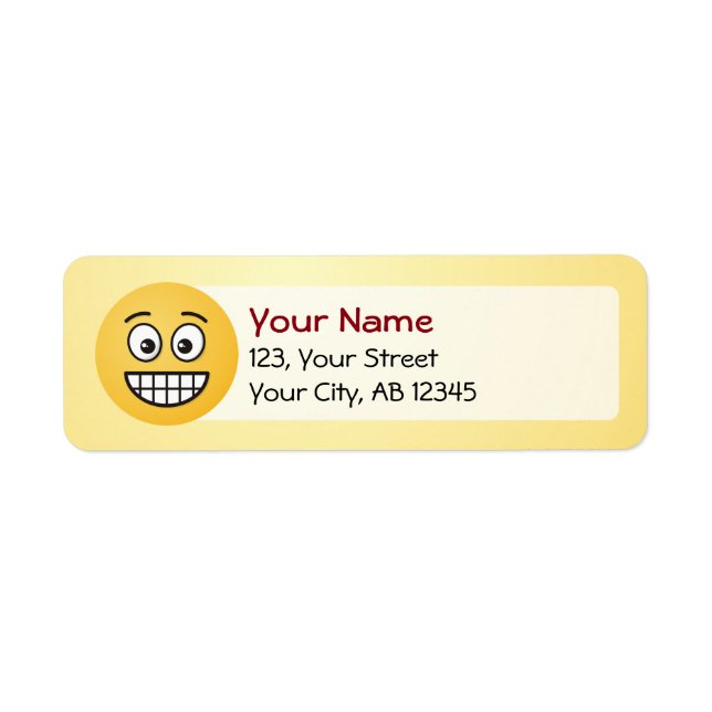 Grinning Face with Open Eyes Label (Front)