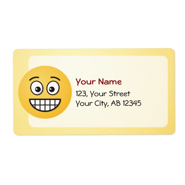 Grinning Face with Open Eyes Label (Front)