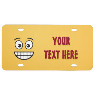 Grinning Face with Open Eyes License Plate