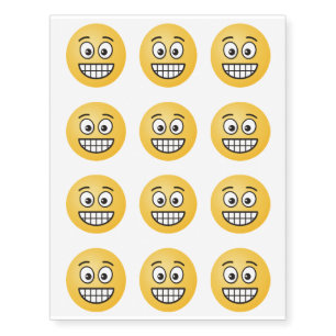 Grinning Face with Open Eyes Temporary Tattoos