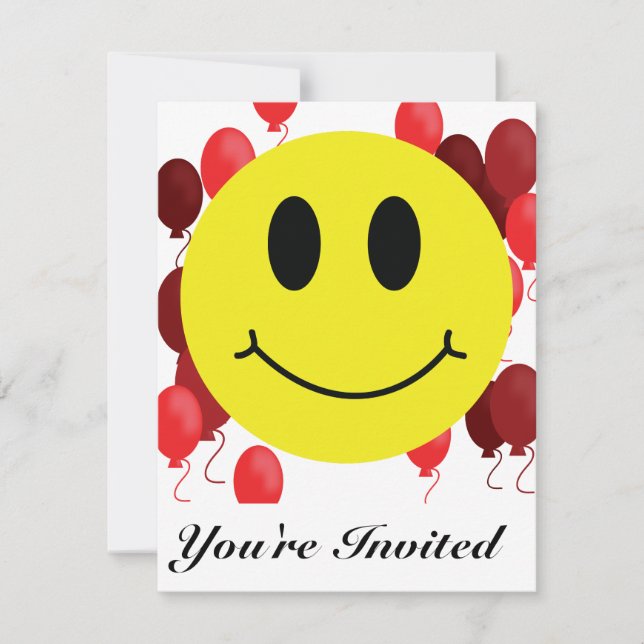 Grinning Face with Red Balloons Invitation (Front)