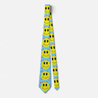 Grinning Faces with Red Hearts Neck Tie