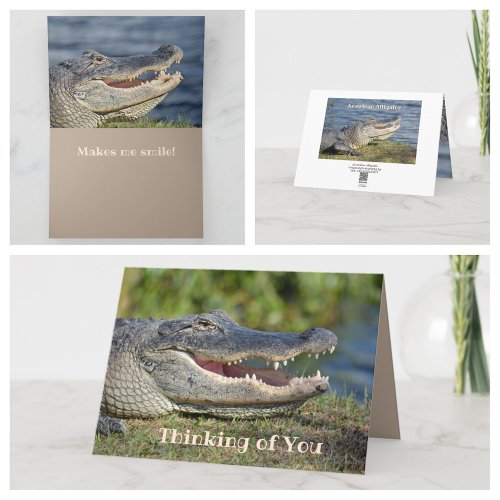Grinning Gator Thinking of You Greeting  Card