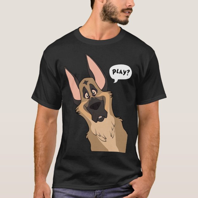 Grinning German Shepherd Dog T-Shirt (Front)