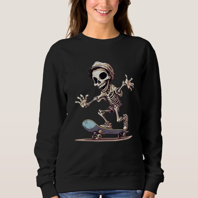 Grinning Grind Skeleton Skater Graphic for Streetw Sweatshirt (Front)