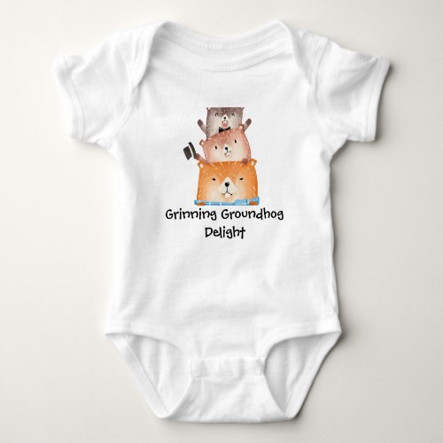 Grinning Groundhog Delight Baby Bodysuit