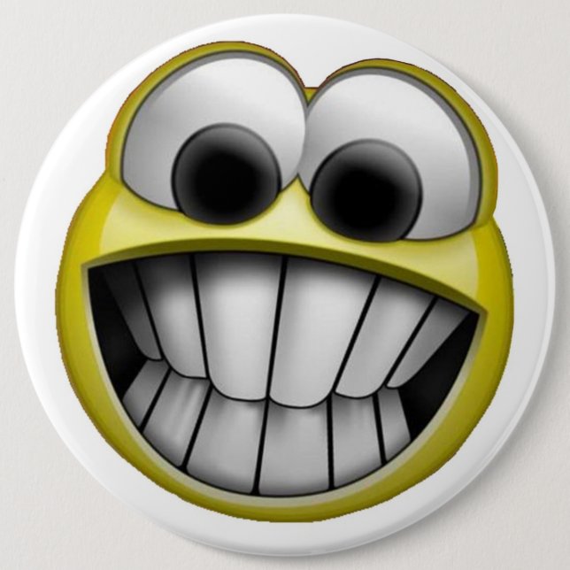 Grinning Happy Face Button (Front)