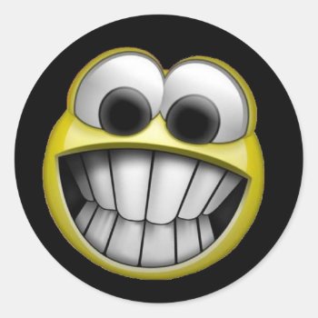Grinning Happy Face Classic Round Sticker by LaughingShirts at Zazzle