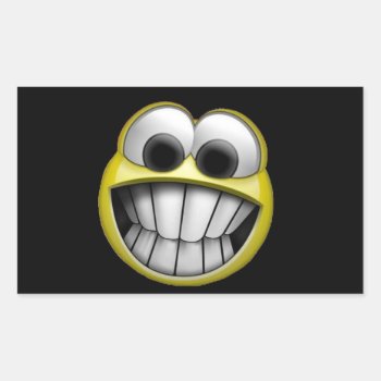 Grinning Happy Face Rectangular Sticker by LaughingShirts at Zazzle