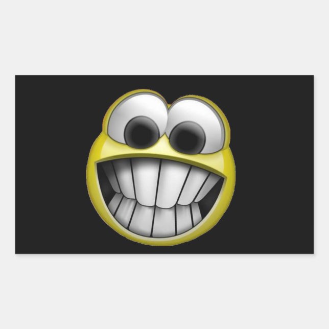 Grinning Happy Face Rectangular Sticker (Front)