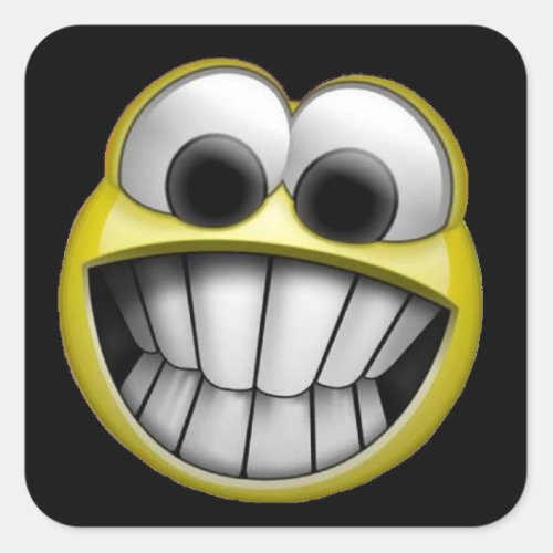 Grinning Happy Face Square Sticker