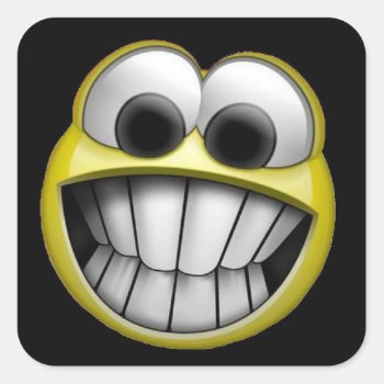 Grinning Happy Face Square Sticker by LaughingShirts at Zazzle
