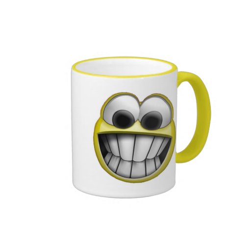 Grinning Happy Smiley Face Ringer Mug | Zazzle