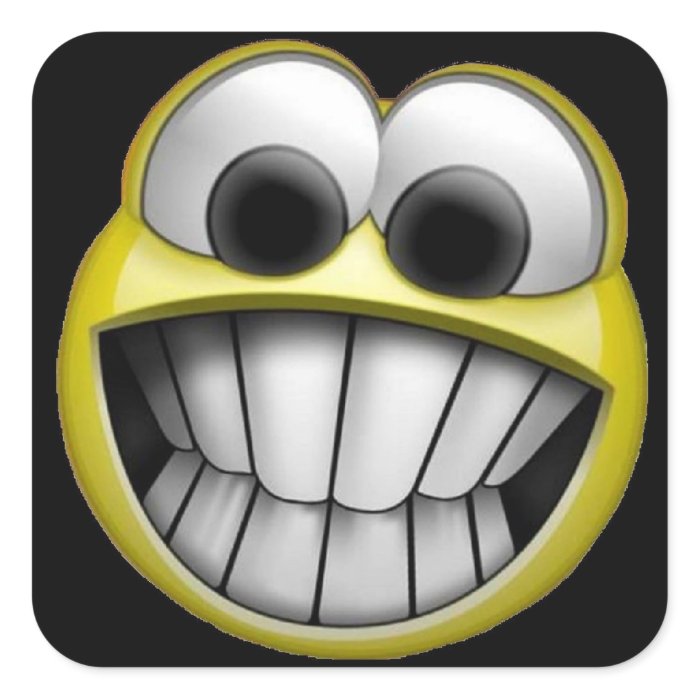 Grinning Happy Smiley Face Square Sticker