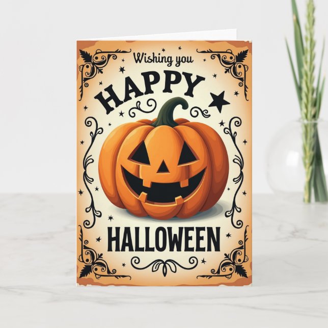 Grinning Jack O Lantern Card (Front)