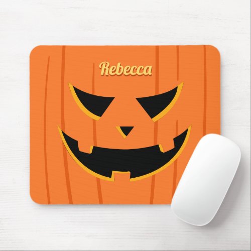 Grinning Jack O Lantern Pumpkin Funny Halloween Mouse Pad