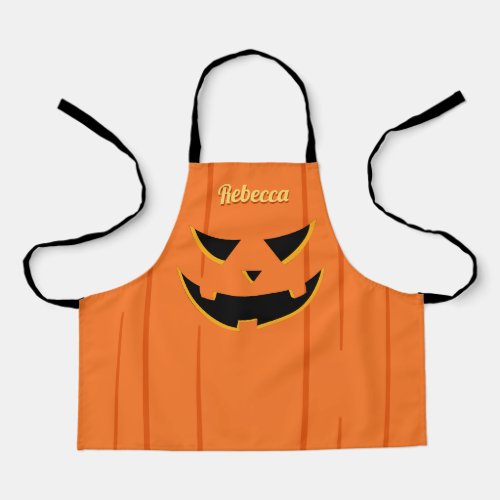 Grinning Jack O Lantern Pumpkin Halloween Kids Apron