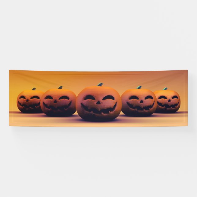 Grinning Jack-o-Lantern Pumpkin Template Wallpaper Banner (Horizontal)