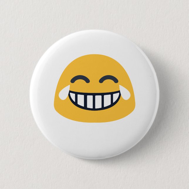 Grinning Joy Emoji Button (Front)