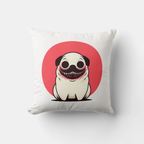 Grinning Puglet Throw Pillow