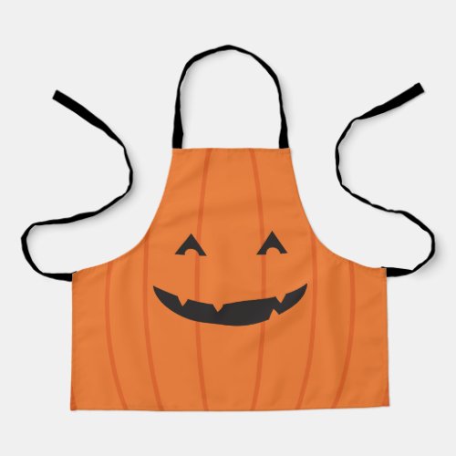 Grinning Pumpkin Jack o Lantern Face Orange Black Apron