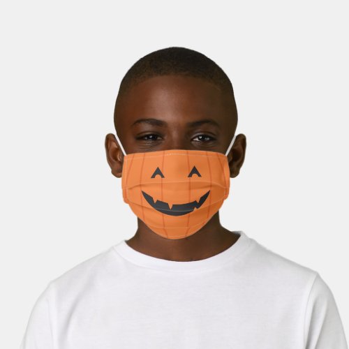 Grinning Pumpkin Orange Black Jack o Lantern Face Kids Cloth Face Mask