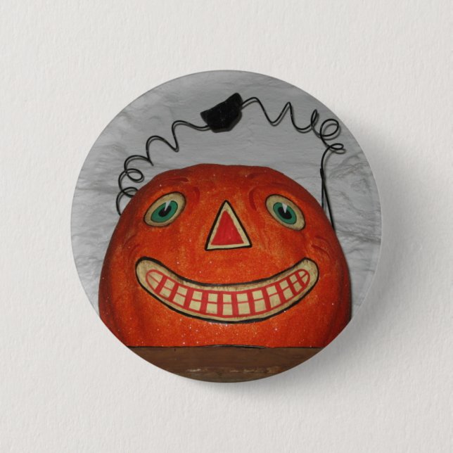 Grinning Pumpkin Pinback Button (Front)
