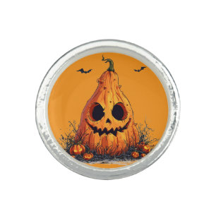 Grinning Pumpkin With a Ghoulish Expression Ring