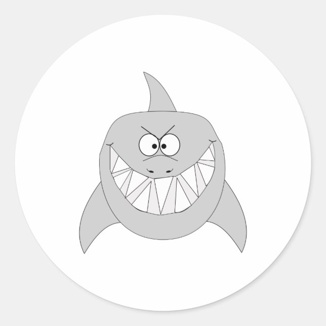 Grinning Shark Classic Round Sticker (Front)