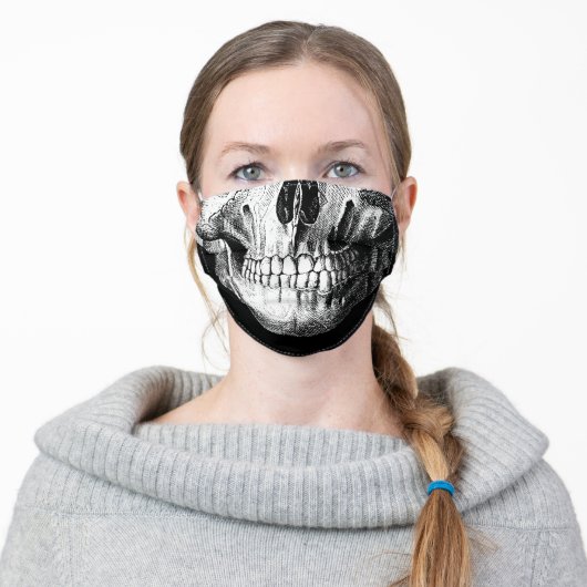 Grinning Skull Adult Cloth Face Mask (Worn)