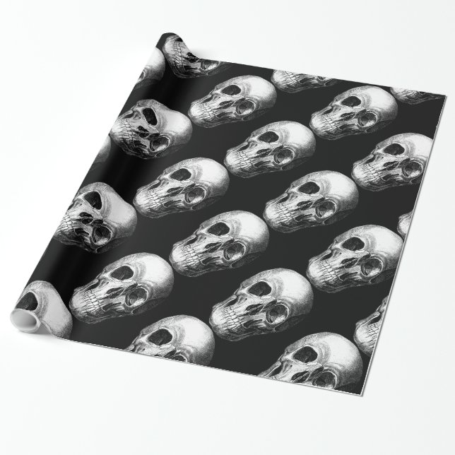 Grinning Skull Wrapping Paper (Unrolled)