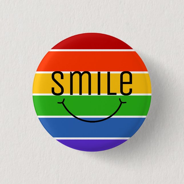 Grinning smile rainbow button (Front)
