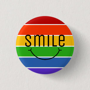 Grinning smile rainbow button