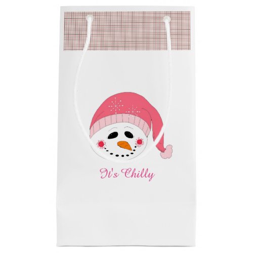 Grinning Snowman with Winter Saying Small Gift Bag