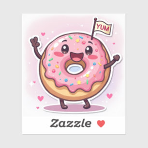 Grinning Sprinkle Donut – Kawaii Food Sticker