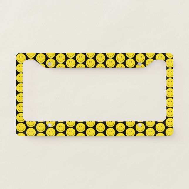 Grinning Yellow Face Smile License Plate Frame (Front)