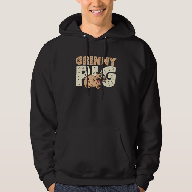 Grinny Pig Graphic Guinea Pig Owner Pet Cavy Anima Hoodie (Front)